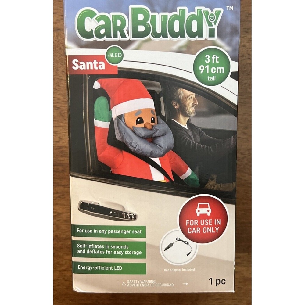 Gemmy Airblown Inflatable African American Santa Car Buddy 3Ft LED Christmas New - Picture 2 of 9